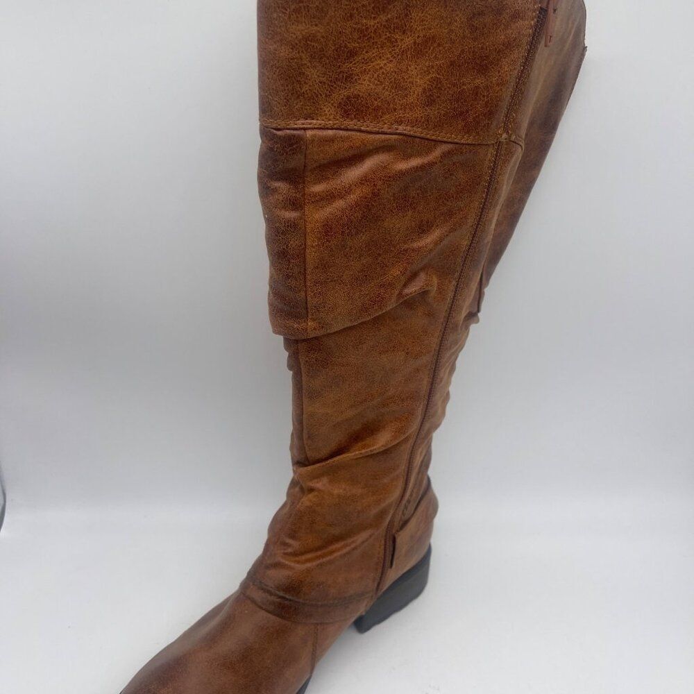 Baretraps Sheridan Women's Brown Knee High Ruched Side Zip Boots Size 8.5
